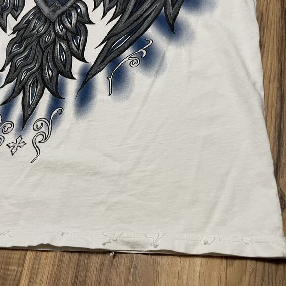 Affliction Signature Georges St Rush White T-Shirt Y2K Distressed Men 2XL STAINS - Picture 16 of 16